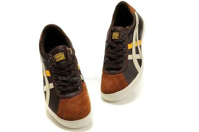 Asics Rotation 77 Shoes Dark Brown/White/Yellow Asics Rotation 77 Shoes Dark Brown/White/Yellow