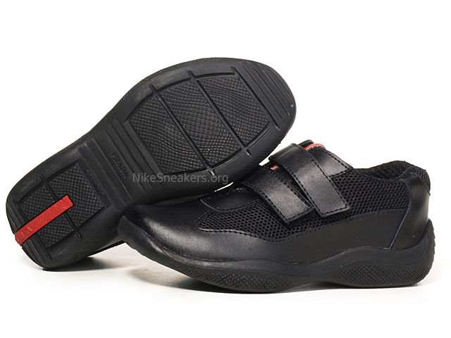 Prada Kids' Shoes- Black Leather With Laced Upper Prada Kids' Shoes- Black Leather With Laced Upper