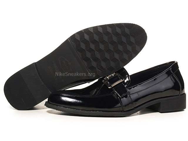 Prada Men's Dress Shoes - All Black Patent Leather With Belt Upper Prada Men's Dress Shoes - All Black Patent Leather With Belt Upper