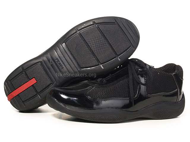 Prada Men's Low Shoes - All Black Leather and Net Prada Men's Low Shoes - All Black Leather and Net